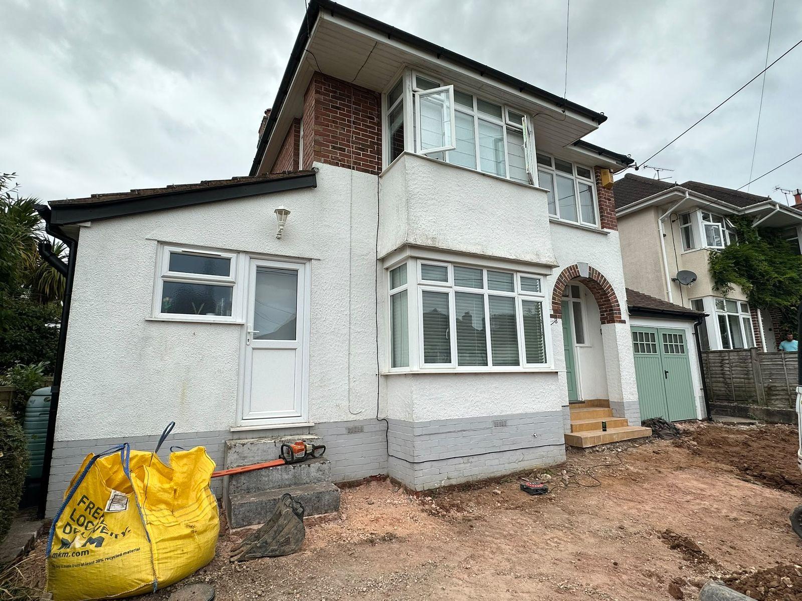 Before: old blown render on a house near Exeter