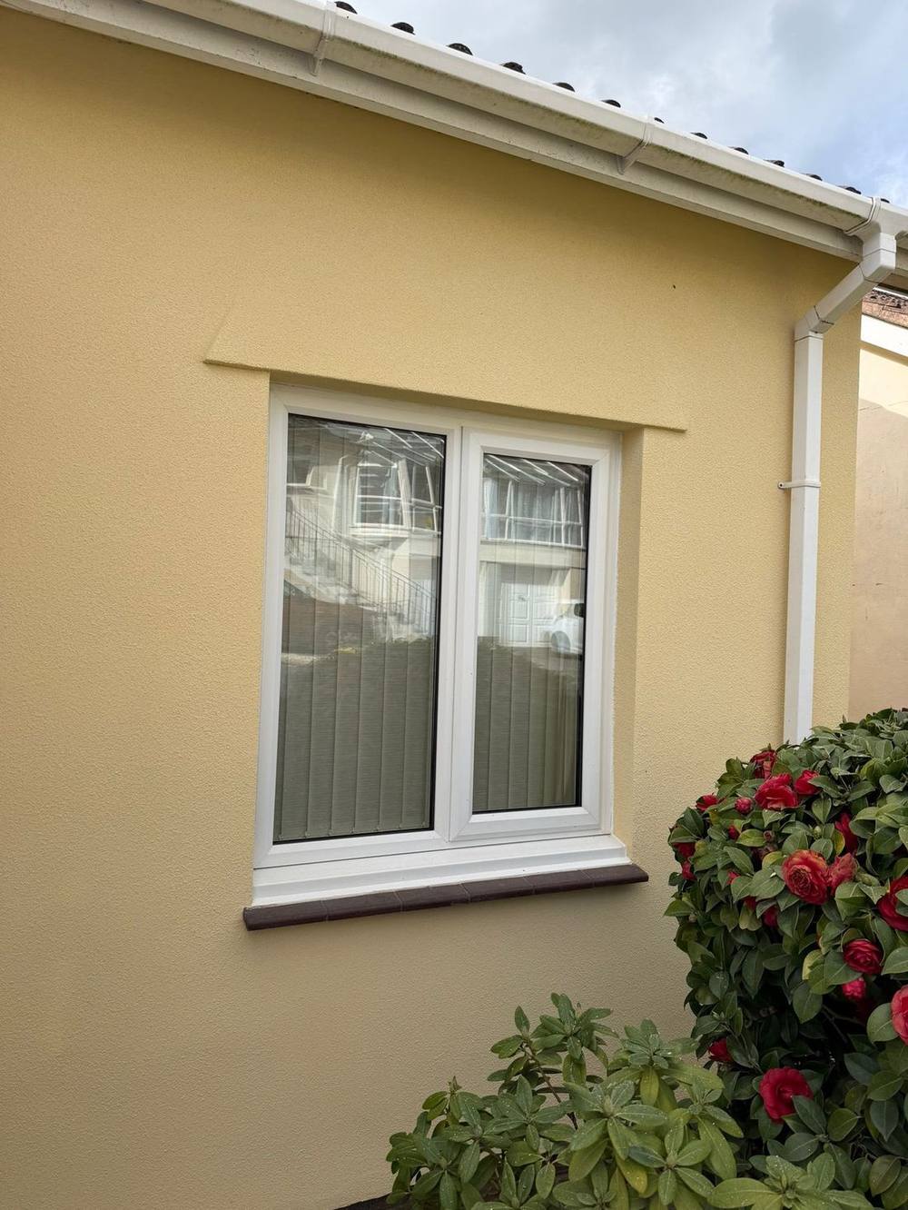 Close-up of K-Rend silicone render texture around a window